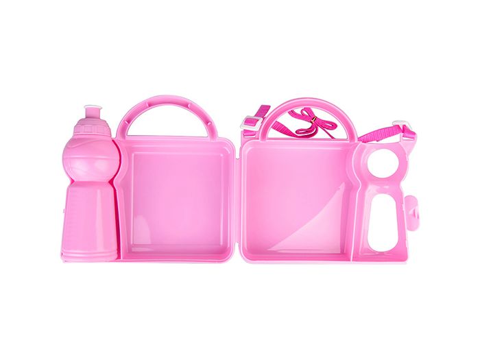 Personalised Children's Lunchbox with Water Bottle and Handle - Pink