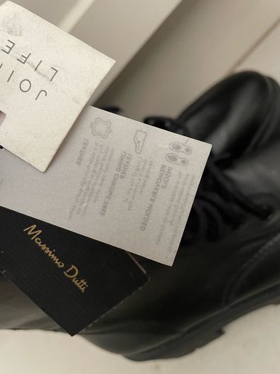 Women's high ankle boots Massimo Dutti Boots Chunky platform sole black leather size 5 Brand new