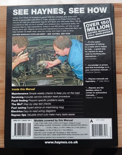 Haynes Manual Mercedes-Benz C-Class - 4 & 5 Cyclinder