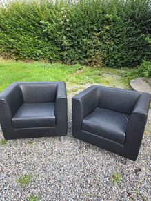 4 faux black leather tub seats excellent condition
