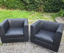 4 faux black leather tub seats excellent condition
