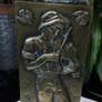 Art Deco Bronze Vase Oscar Antonsson Ystad Sweden Fiddler and Woman Relief 1930s to 1940s Image 5