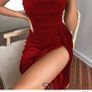 SHEIN One Shoulder Backless Velvet Dress Image 2