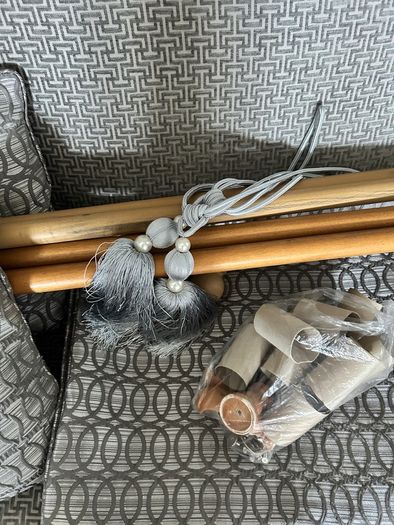 eyelet curtains 90 w x 108 drop  inc cushion& pole