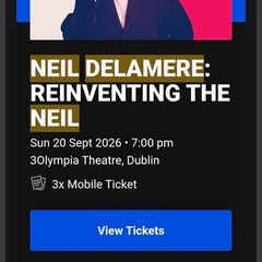Neil delamere tickets x 3. Seated together