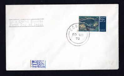 1972 Ireland Irish Art "Blake Late" Gerard Dillon 1916-1971 Commemorative Stamp Plain First Day Cover (FDC) with Cobh Co Cork cancel