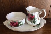Fine Bone China Milk Jug &amp; Sugar Bowl On China Tray