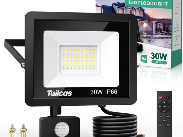 Security Lights Outdoor Motion Sensor, 30W PIR Security Light with Remote Control, IP66 Waterproof Lights , 2700LM LED Floodlights Mains Powered for Garden,Yard, Garage