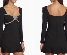 Self-Portrait Black Diamante Bow Mini Dress BNWT UK12 RRP 495