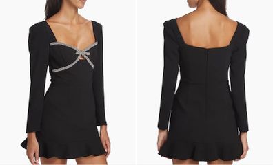 Self-Portrait Black Diamante Bow Mini Dress BNWT UK12 RRP 495