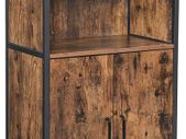Bookcase, Book Cabinet, Office Shelf, Kitchen Cabinet with 2 Open Compartments, Adjustable Shelf in Cupboard, Multifunctional, Industrial Design, Vintage Brown/Black