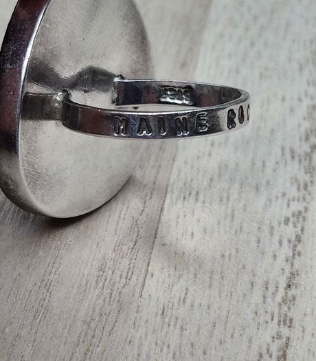 Maine Island Rocks Sterling Silver Beach Pebble Statement Ring STER Size P / 18.1mm