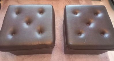 Brown Leather Puff