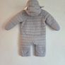 3-6m, The Little White Company Grey Bear Snowsuit Image 3