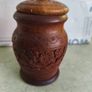 Vintage Jar with a lid / wood urn || hand carved floral ornaments || Hand made / cylinder shape Image 6
