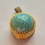 Vintage turquoise cabochon art glass Image 3