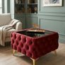 Chesterfield Velvet Square Coffee Table with Glass Image 5