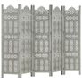 Hand carved 5 Panel Room Divider Grey 200x165 cm Solid Mango Wood Image 5