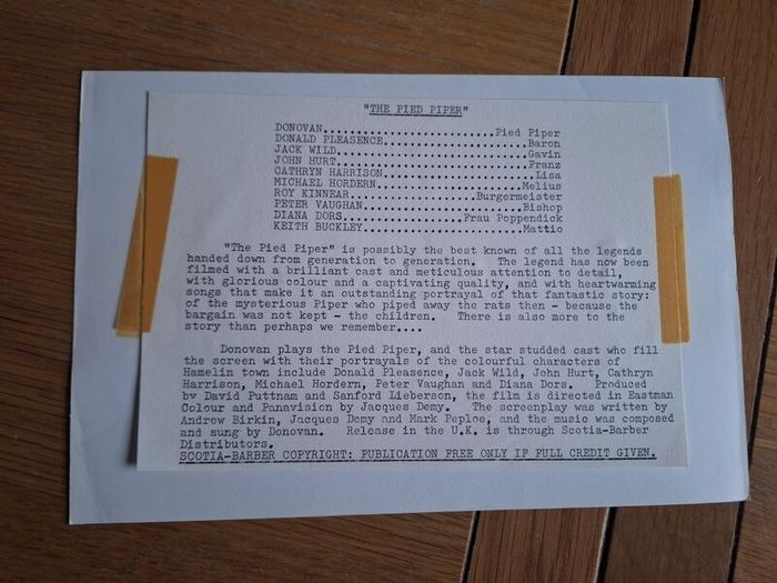 1972 The Pied Piper Press Kit Photos & Pressbook