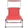 Folding Sun Loungers with Roof 2 pcs Aluminium&Textilene Red Image 4