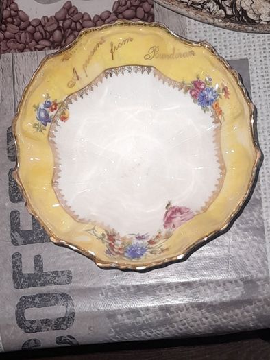 Antique Porcelain Footed Bowl A Present From Bundoran, manufactured in the Silesia region of Germany now part of Poland