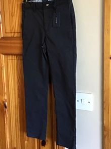 BNWTS GANT Navy Blue Smart Trousers Age 7-8 Yrs Adjustable waistband includes post