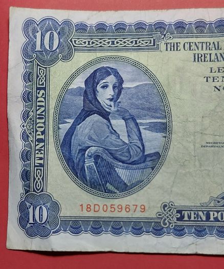 Irish 1974 Lavery Ten pound  banknote in  fine condition