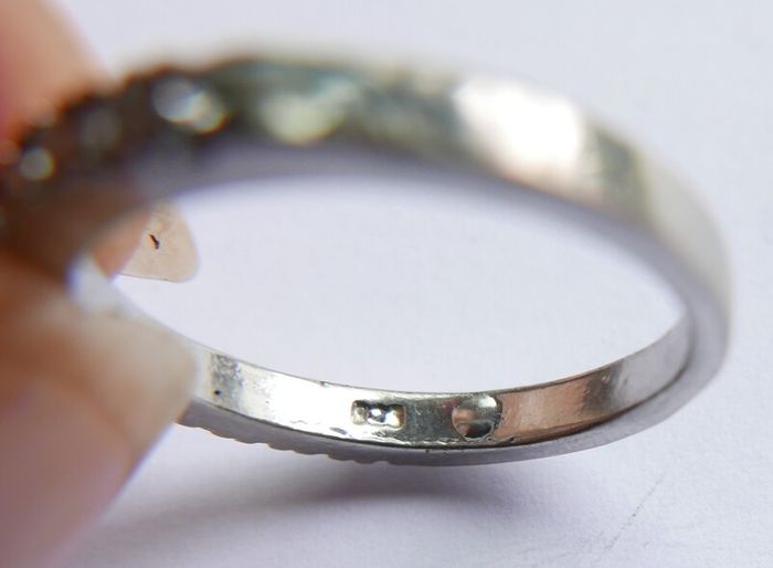 Vintage 925 Sterling Silver Eternity Ring with Clear Stones size M - 2,2g