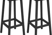 _Set of 2 Bar Stools Kitchen Chairs with Sturdy Steel Frame Height 65 cm Round Easy Assembly Industrial Style Greige-Black