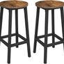 _Set of 2 Bar Stools Kitchen Chairs with Sturdy Steel Frame Height 65 cm Round Easy Assembly Industrial Style Greige-Black Image 5