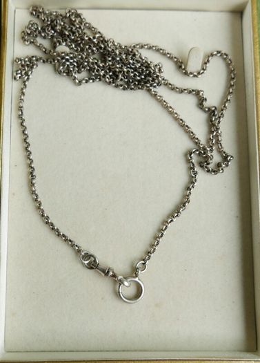 Vintage Long Heavy Sterling Silver rolo Chain. (pocket watch chain) Solid silver statement chain. 52" long - 26,20g