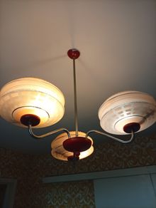 Rare Authentic 1950s Atomic UFO Pendant Light . Pristine & Working
