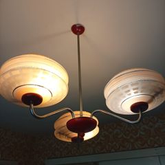 Rare Authentic 1950s Atomic UFO Pendant Light . Pristine & Working
