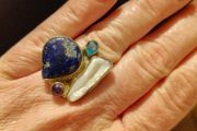 sterling silver ring with natural stones