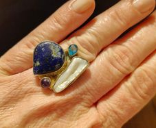 sterling silver ring with natural stones