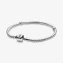 Pandora Moments Barrel Clasp Snake Chain Bracelet with silver Sparkling Paw Print Charm Image 4