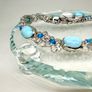 Silver bracelet Larimar & Neon Apatite Cluster Bracelet Image 9