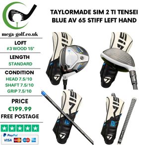 Taylormade Sim 2 Ti #3 Wood 15 Degree / Tensei Blue AV 65 Stiff / Left Hand