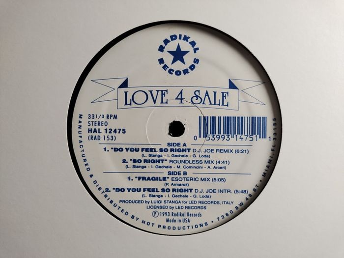 LUV 4 Sale - Do you feel so right - Radikal Records - US Pressing - Oldschool 90s Dublin CLASSIC!