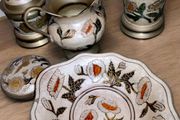Heavy solid brass enamelled kitchen set