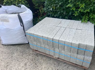 48 4"blocks & 1 Ton bag of gravel