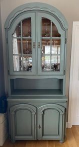 Solid Oak Painted Cabinet with Glass