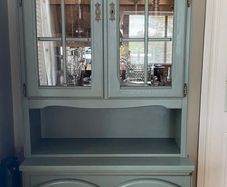Solid Oak Painted Cabinet with Glass