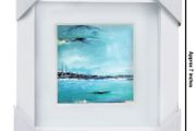 Blue Poolbeg, Dublin, 4x4in framed print by artist Helen Mathews
