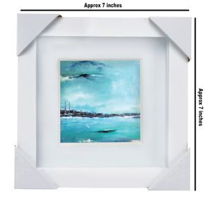 Blue Poolbeg, Dublin, 4x4in framed print by artist Helen Mathews