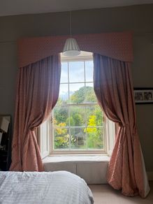 Beautiful Bespoke Pink Patterned Curtains & Pelmet