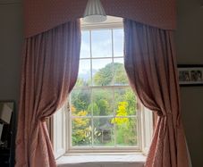Beautiful Bespoke Pink Patterned Curtains & Pelmet