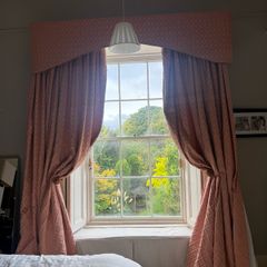 Beautiful Bespoke Pink Patterned Curtains & Pelmet