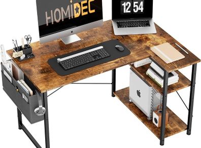 NEW SALE | 100CM Computer Desk Study Office Desk Gaming Desk Writing Table With Bookshelf Reversible Corner Desk For Home Office Studio Workstation