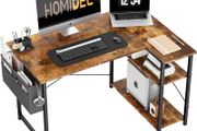 SPRING SALE | L Shaped Desk 100CM Computer Desk Study Office Desk Gaming Desk Writing Table With Bookshelf Reversible Corner Desk For Home Office Studio Workstation